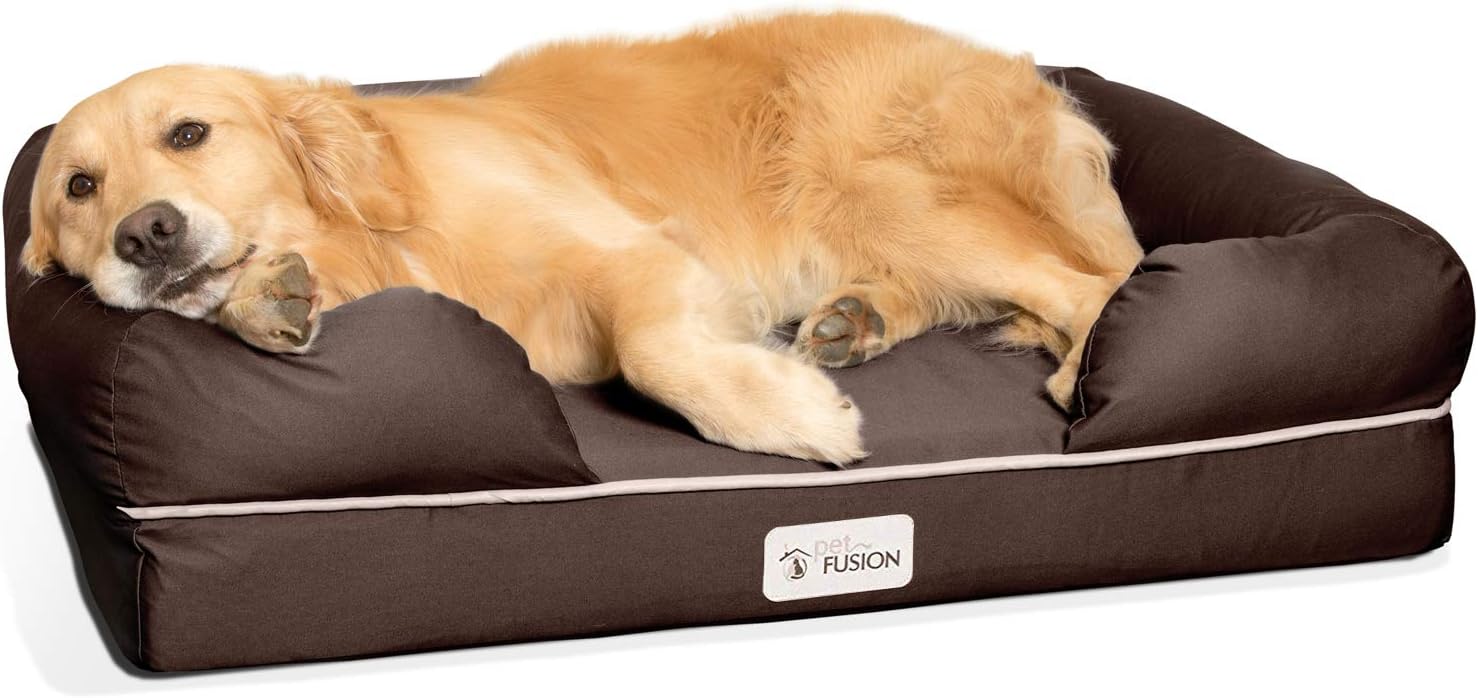 PetFusion Ultimate Dog Bed, Orthopedic Memory Foam, Multiple Sizes and Colors, Medium Firmness Pillow, Waterproof Liner, YKK Zippers, Breathable 35% Cotton Cover