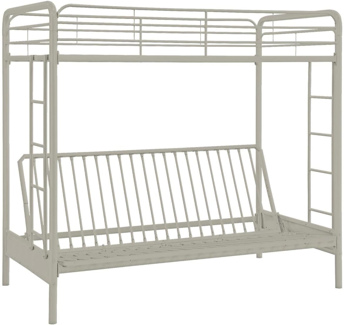 DHP Sammie Twin Over Futon Metal Bunk Bed, Off White