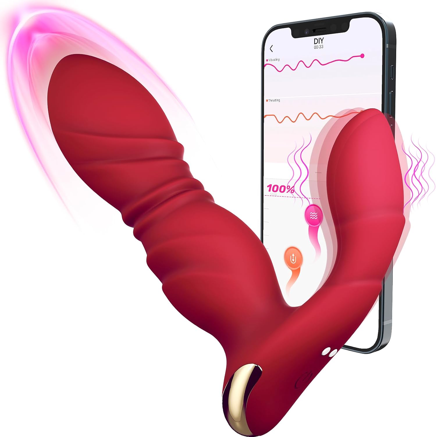 Thrusting Vibrater Womens Sex Toys - 4IN1 Wearable Vibrator with AppRemote Control Sexy Toys with 9 & 9 Clitoral & Thrusting Dildo Levels for Couples Rose Sex Toy Anal Vibrating Dildos