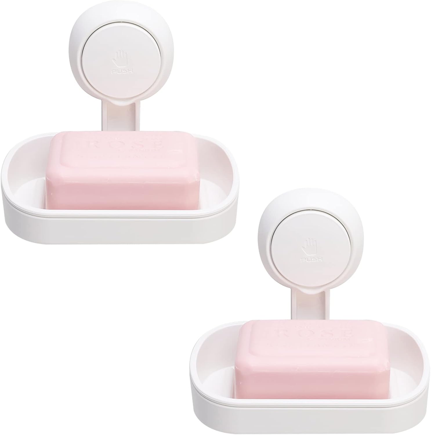 TAILI Suction Cup Soap Holder 2 Pack, Vacuum Suction Soap Dish,Plastic Bar Soap Holder for Shower Wall Mounted Drill-Free,Soap Dish for Shower,Bathroom,Tub and Kitchen Sink,Removable,White