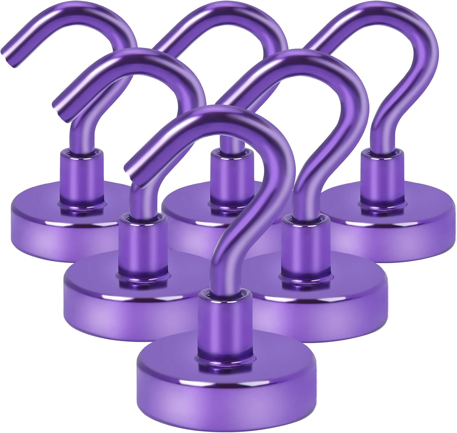 DIYMAG Magnetic Hooks, 30Lbs Strong Heavy Duty Cruise Magnet S-Hooks for Classroom, Fridge, Kitchen etc, (6 Pack-Purple)