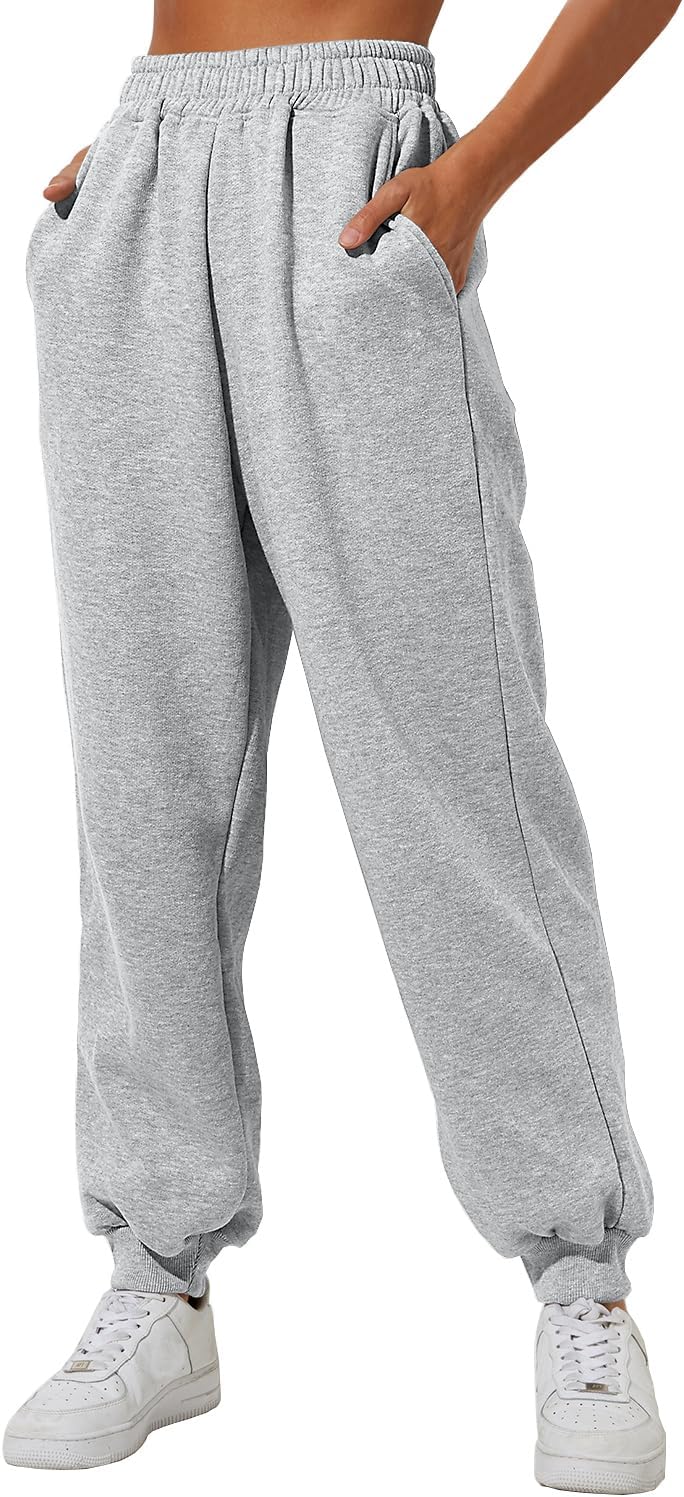 AUTOMET Womens Lounge Baggy Cinch Bottom Sweatpants Joggers High Waist Pants