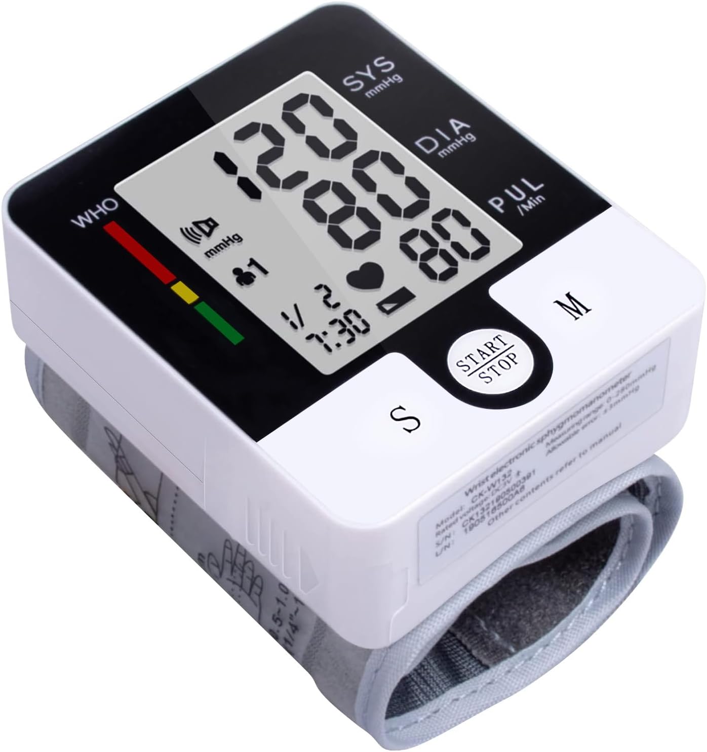 Wrist Blood Pressure Monitor Automatic Wrist Bp Monitor Talking Blood Pressure Cuff for Home Use Adjustable Cuffs for Adult Electronic Digital Large LCD Display with Battery and Carrying Case