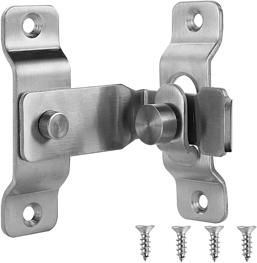 JQK Flip Door Latch, 90 Degree Heavy Duty Stainless Steel Bar Gate Latches Safety Door Lock, Brushed Finish, DL149-BN