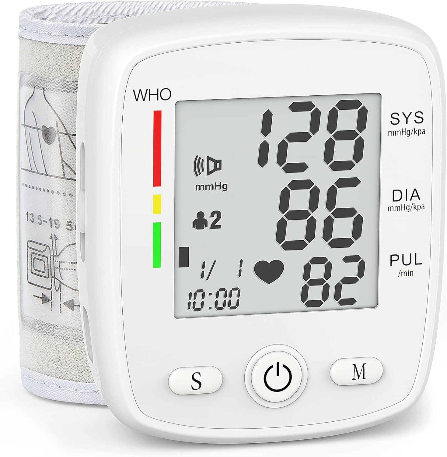 Wrist Blood Pressure Monitor Digital BP Monitor Rechargeable BP Machine with 2x99 Readings Memory Large LCD Display Voice Broadcast Portable Carrying Case