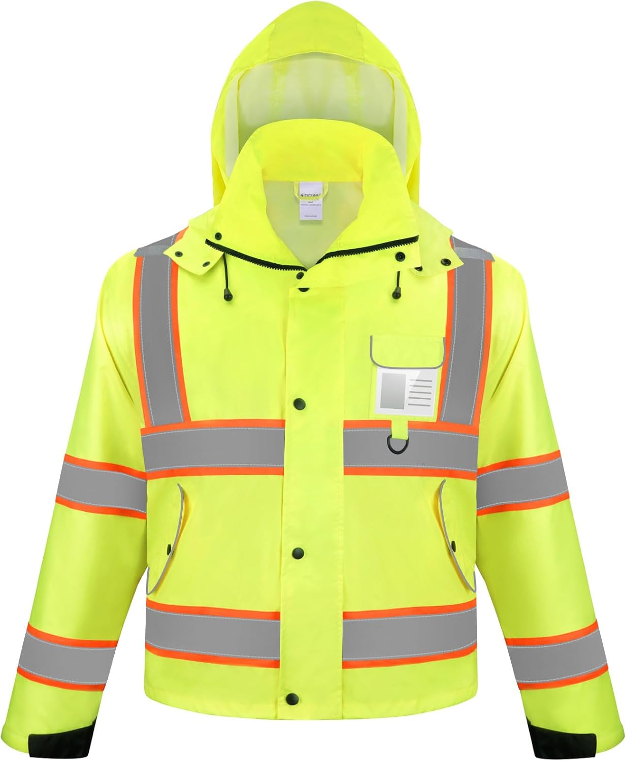 TICONN Reflective Rain Jacket Safety Jacket, Waterproof Hi Vis Rain Coat, Class III High Visibility Coat