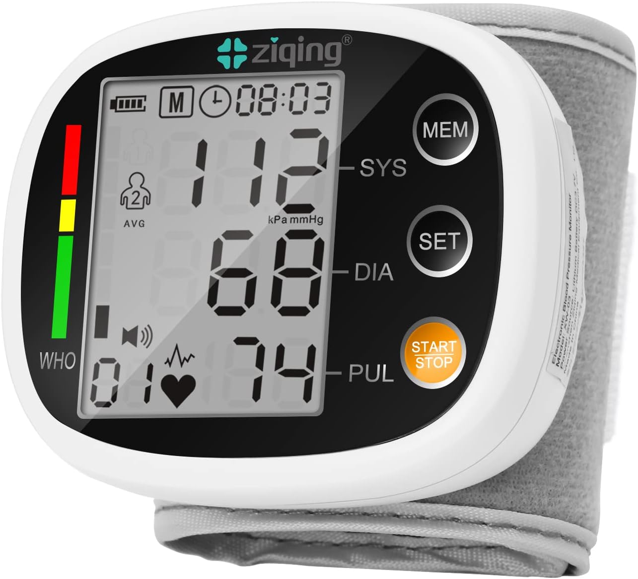 Wrist Blood Pressure Monitor Rechargeable Blood Pressure Machine with 2x99 Sets of Memory Large LCD Voice Broadcast for Home Use BP Machine, 5~7.7in Wrist Circumference, Black White