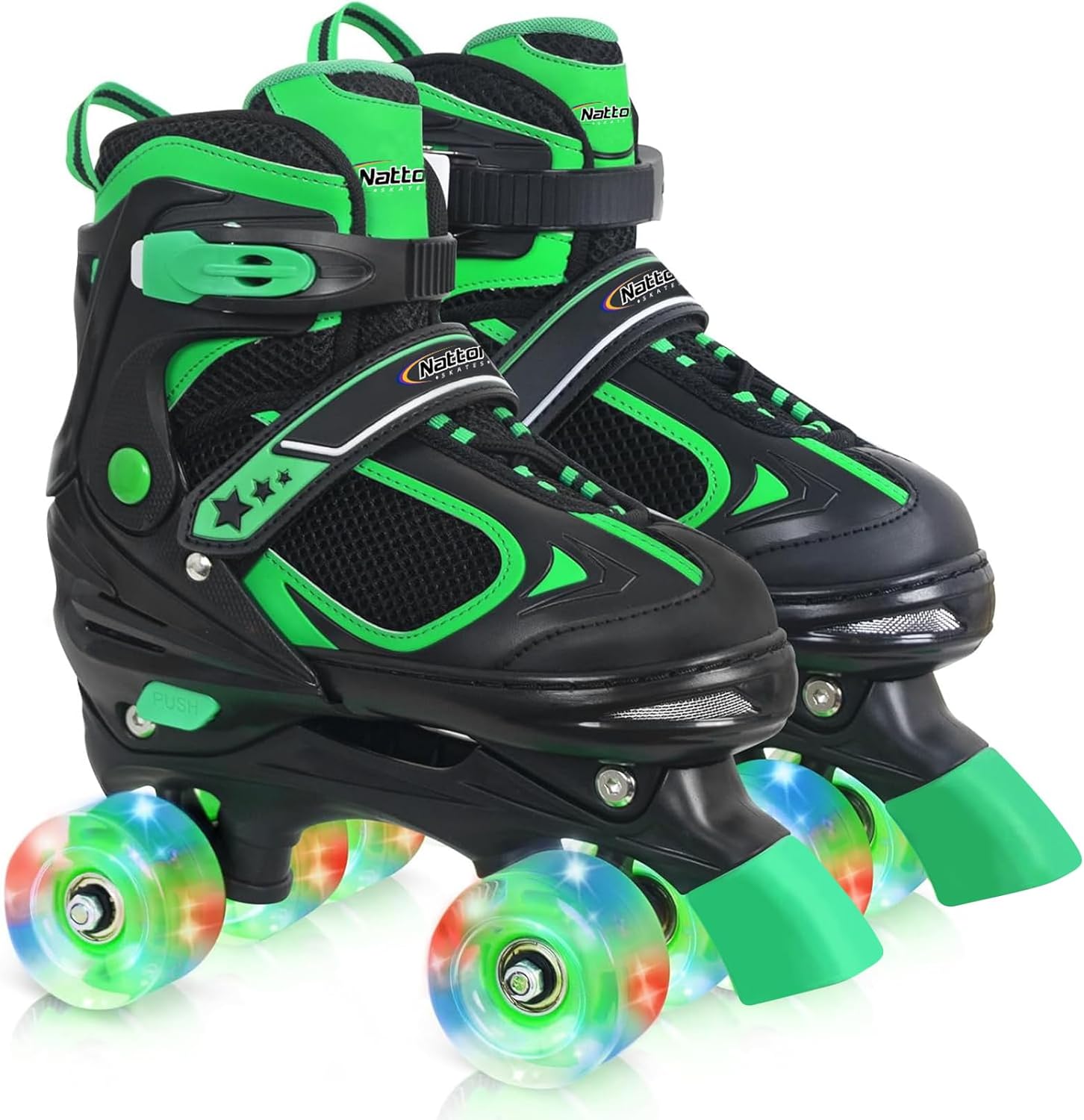 Nattork Kids Roller Skates for Boys Girls Kids, 4 Sizes Adjustable Quad Skates with All Light up Wheels - Birthday Gift for Indoor Outdoor Sports