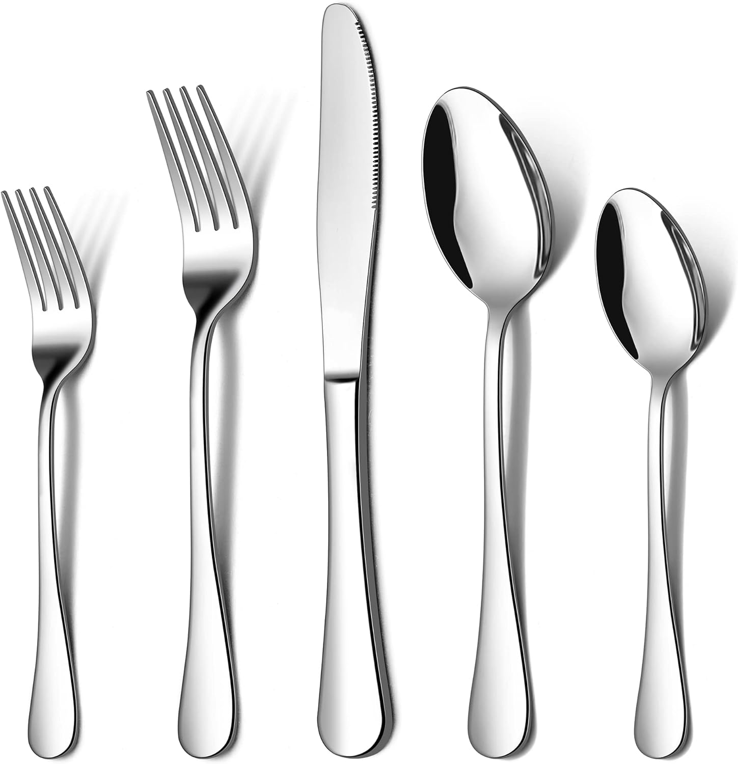 LIANYU 60-Piece Silverware Flatware Set for 12, Stainless Steel Cutlery Set, Kitchen Restaurant Tableware, Mirror Finished, Dishwasher Safe