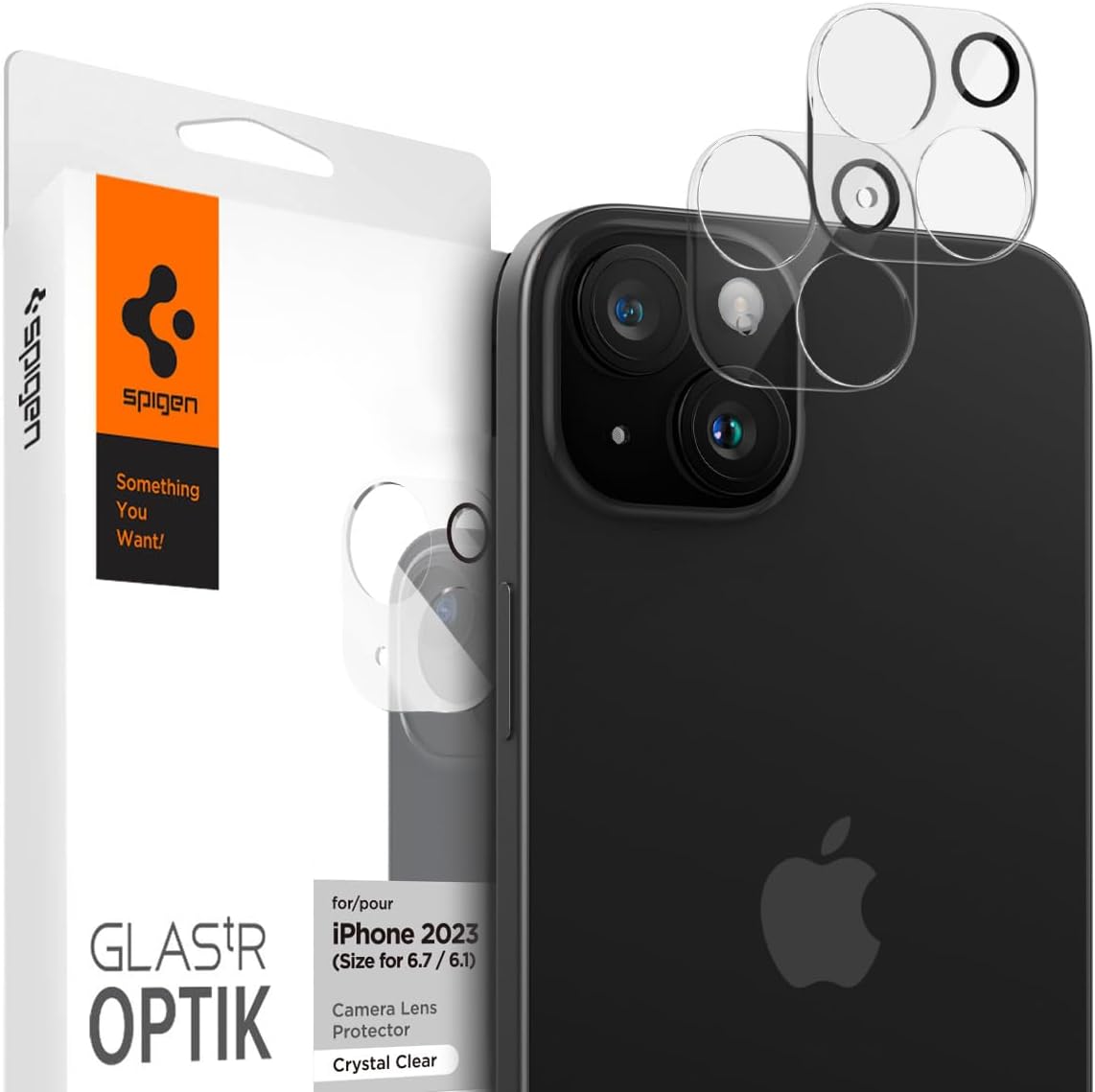 Spigen Camera Lens Screen Protector [GlasTR Optik] Designed for iPhone 15 Plus/iPhone 15 [Case Friendly] - Clear [2 Pack]