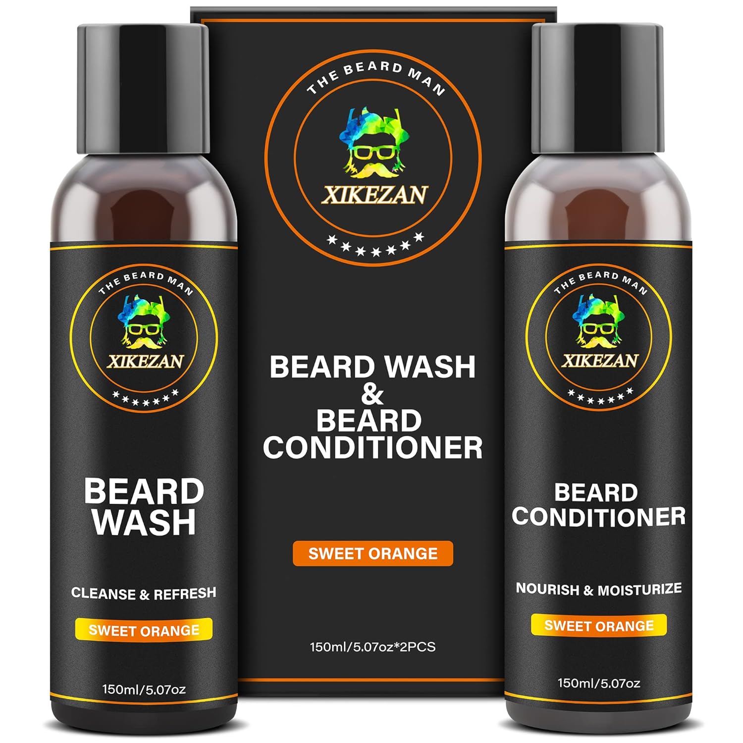 Beard Wash & Beard Conditioner Natural Beard Softener Set w/Argan & Jojoba Oils Smooths & Strengthens Beard Growth Christmas Stocking Stuffers Father Day Gifts for Men Him Dad Boyfriend Husband