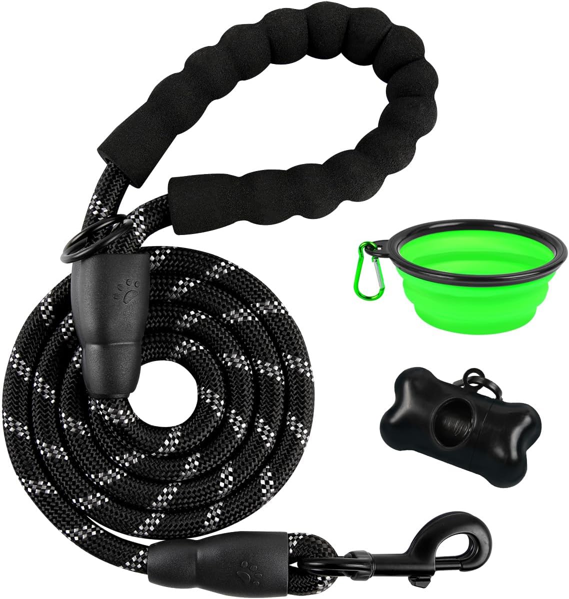 BARKBAY Dog Leashes for Large Dogs Heavy Duty Dog Leash 4/5/6 FT with Comfortable Padded Handle and Highly Reflective Threads for Medium Large Dogs Walking Training Running (5FT-1/2'',Black)