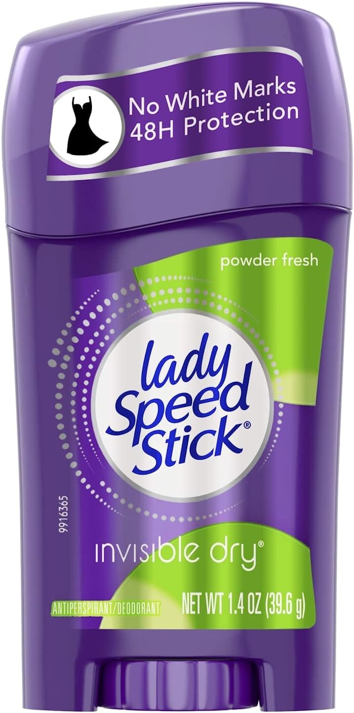 Lady Speed Stick Invisible Dry Antiperspirant & Deodorant, Powder Fresh, 1.4 Ounce (Pack of 4)