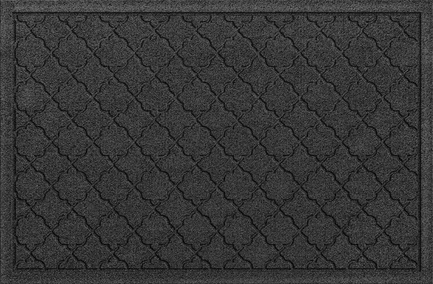 Bungalow Flooring Waterhog Door Mat, 2' x 3' Made in USA, Durable and Decorative Floor Covering, Skid Resistant, Indoor/Outdoor, Water-Trapping, Cordova Collection, Charcoal