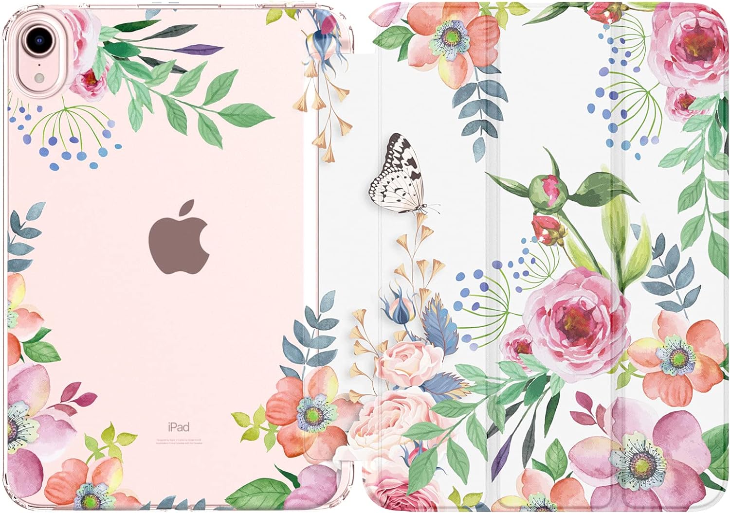 MoKo Case Fit New iPad Mini 6 2021 (6th Generation 8.3-inch), Soft TPU Translucent Frosted Back Cover Slim Smart Shell Stand Folio Case for iPad Mini, Auto Wake/Sleep, Fragrant Flowers