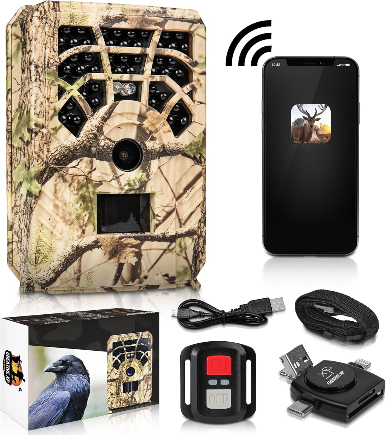 CREATIVE XP Cellular Trail Cameras WiFi 24 MP 1296P Outdoor Game Camera with Night Vision Motion Activated IP54, Waterproof for Hunting or Property Security