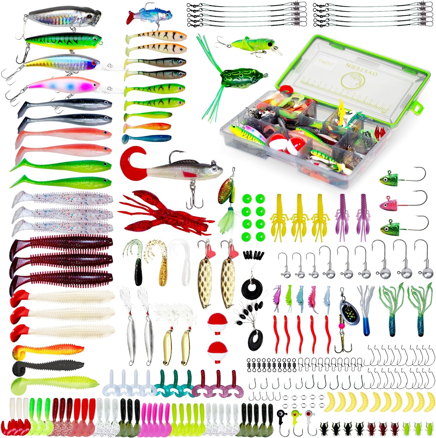 232PCS Fishing Lure Kit - Fishing Tackle Box Includes Fishing Lures, Spinner Baits, Fishing Bait, Bass Lures, Trout Lures, Fishing Accessories, Bass Fishing Gear and Equipment