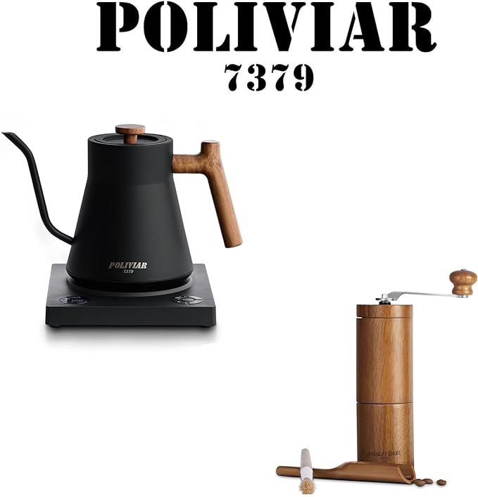 POLIVIAR Electric Gooseneck Kettle & Manual Portable Coffee Grinder