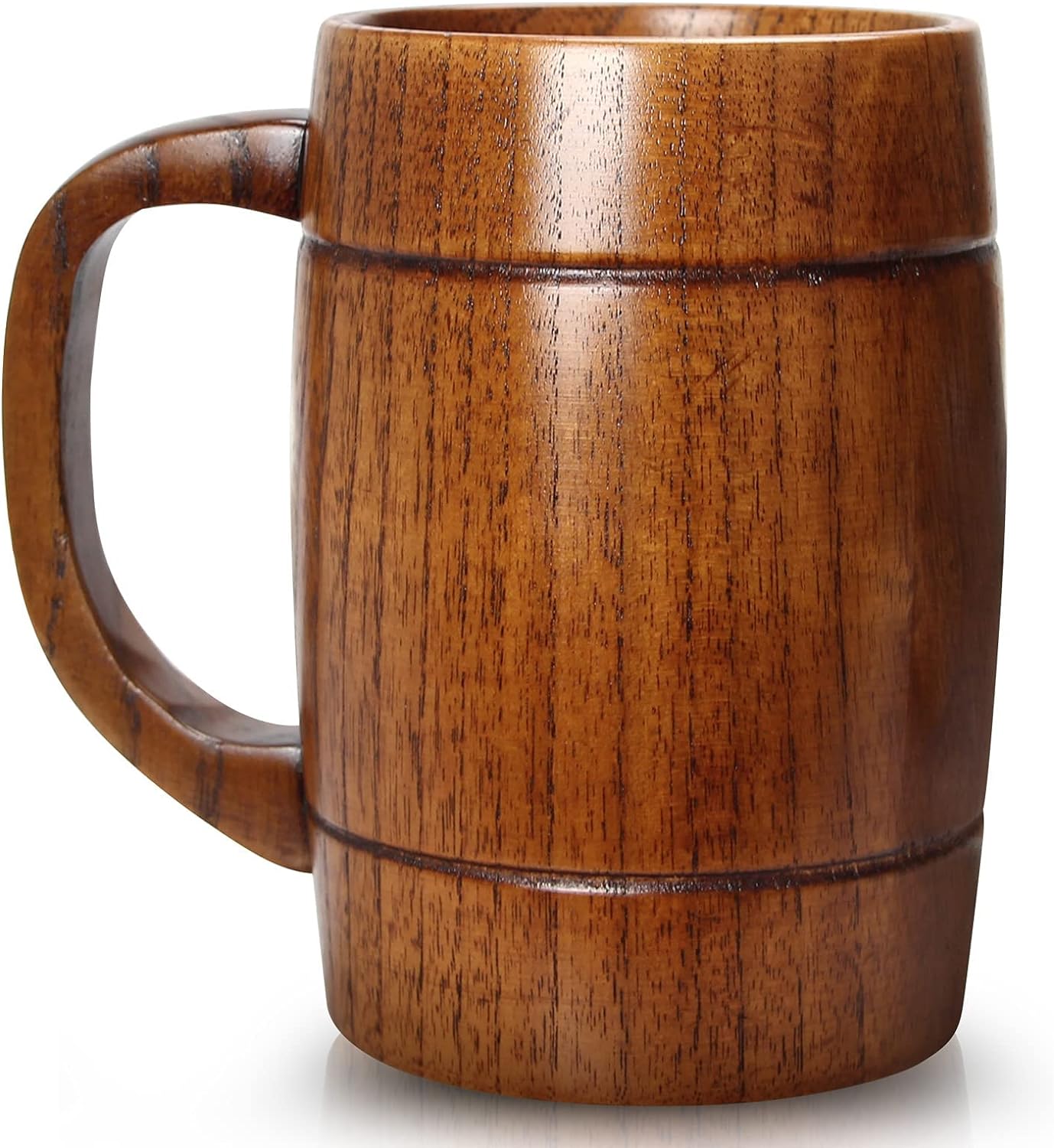 18 oz Large Wooden Beer Mug Best Wood Drinking Cup Wooden Tankard Beer Glass Stein Cup Barrel Mug for Men Women Coffee Mug Man Gift Unique Viking Mug