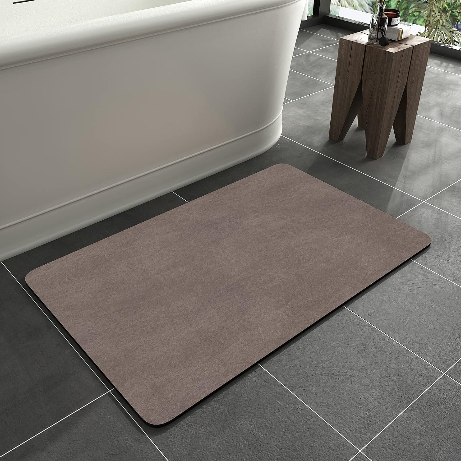 MontVoo-Bath Mat Rug-Rubber Non Slip Quick Dry Super Absorbent Thin Bathroom Rugs Fit Under Door-Washable Bathroom Floor Mats-Shower Rug for in Front of Bathtub Shower Room Sink