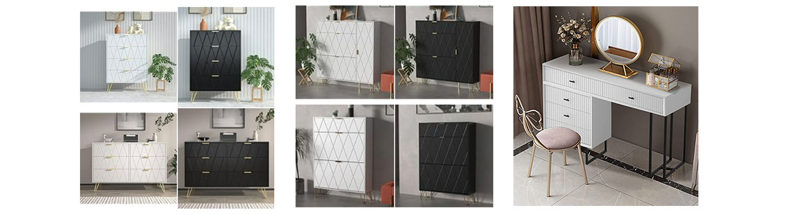UEV 4 Drawer Dresser,Bedroom Black Dresser,Chest of Drawers with Imitation Marble Texture Top & Gold Metal Handles for Bedroom,Living Room (Black)