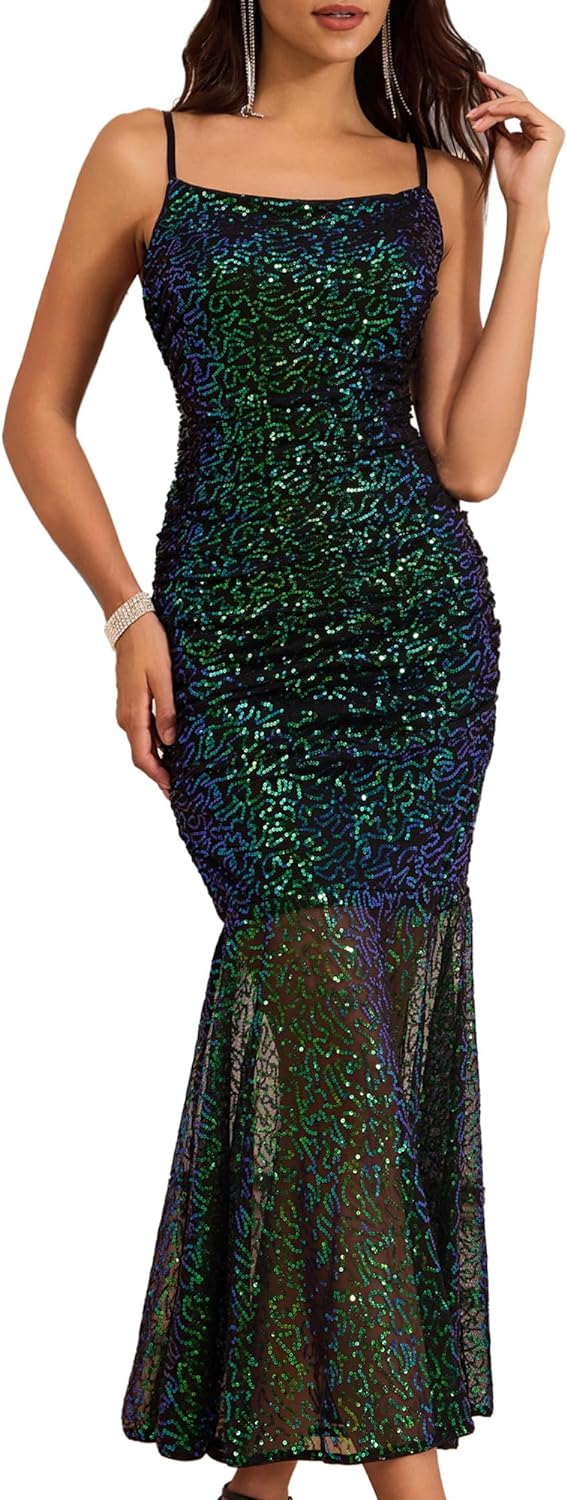 GRACE KARIN Women' Formal Sequin Dress for Women 2023 Elegant Mermaid Bodycon Maxi Evening Party Gown Prom Dresses