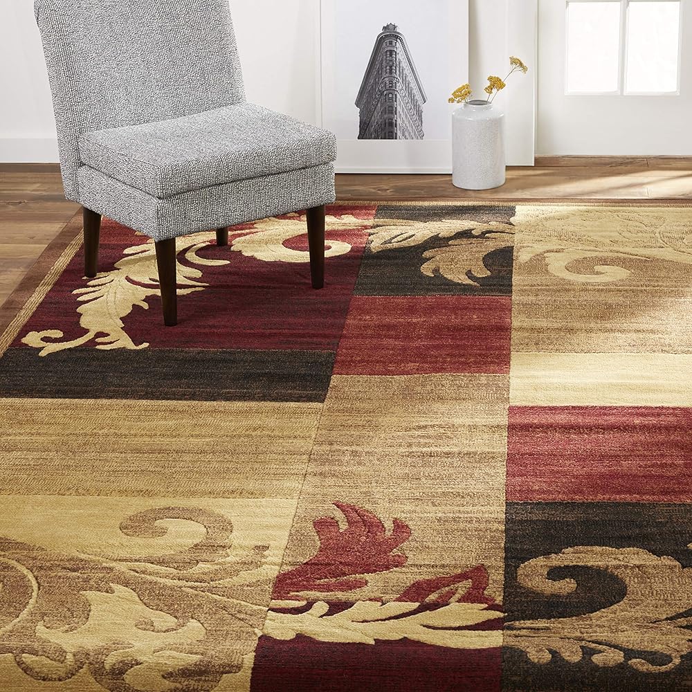 Home Dynamix Catalina Pierre Contemporary Scroll Area Rug, Brown/Red, 5'3"x7'2"