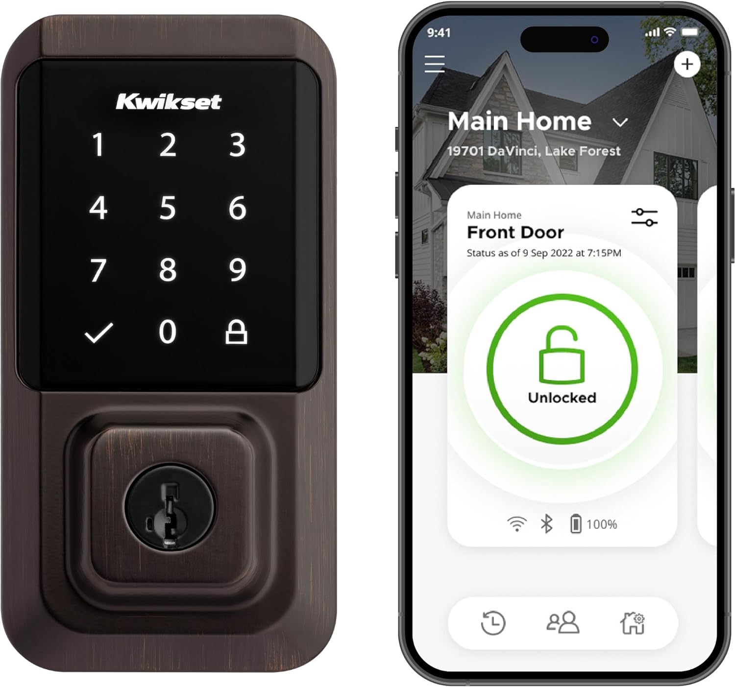 Kwikset 99390-002 Venetian Bronze Halo Wi-Fi Smart Lock Keyless Entry Electronic Touchscreen Deadbolt Featuring SmartKey Security