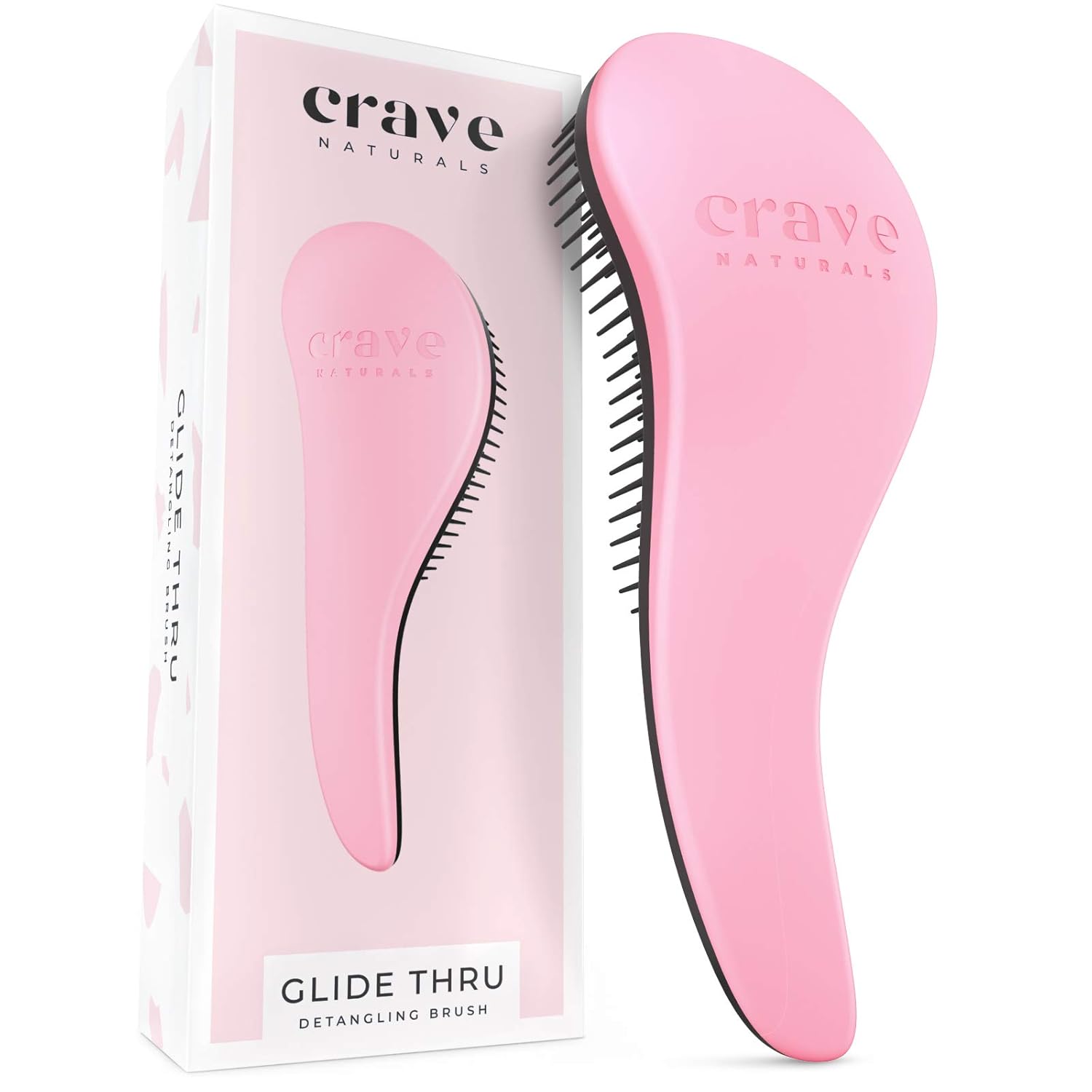 Crave Naturals Glide Thru Detangling Brush, BIGGIE - Crave Brush, Crave Hair Brush, Detangler Hairbrush & Comb for Curly, Natural, Straight, Wet or Dry Hair (Pink)