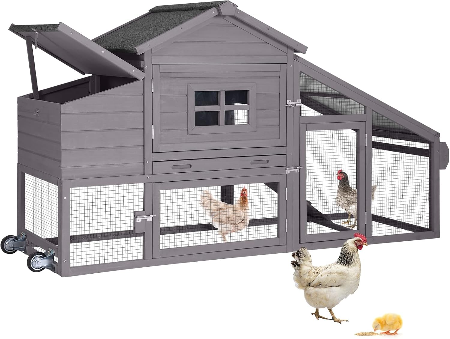 Gutinneen Chicken Coop 69 Chicken House with Large Nesting Box Outdoor Rabbit Hutch with UV Proof Roof,Waterproof