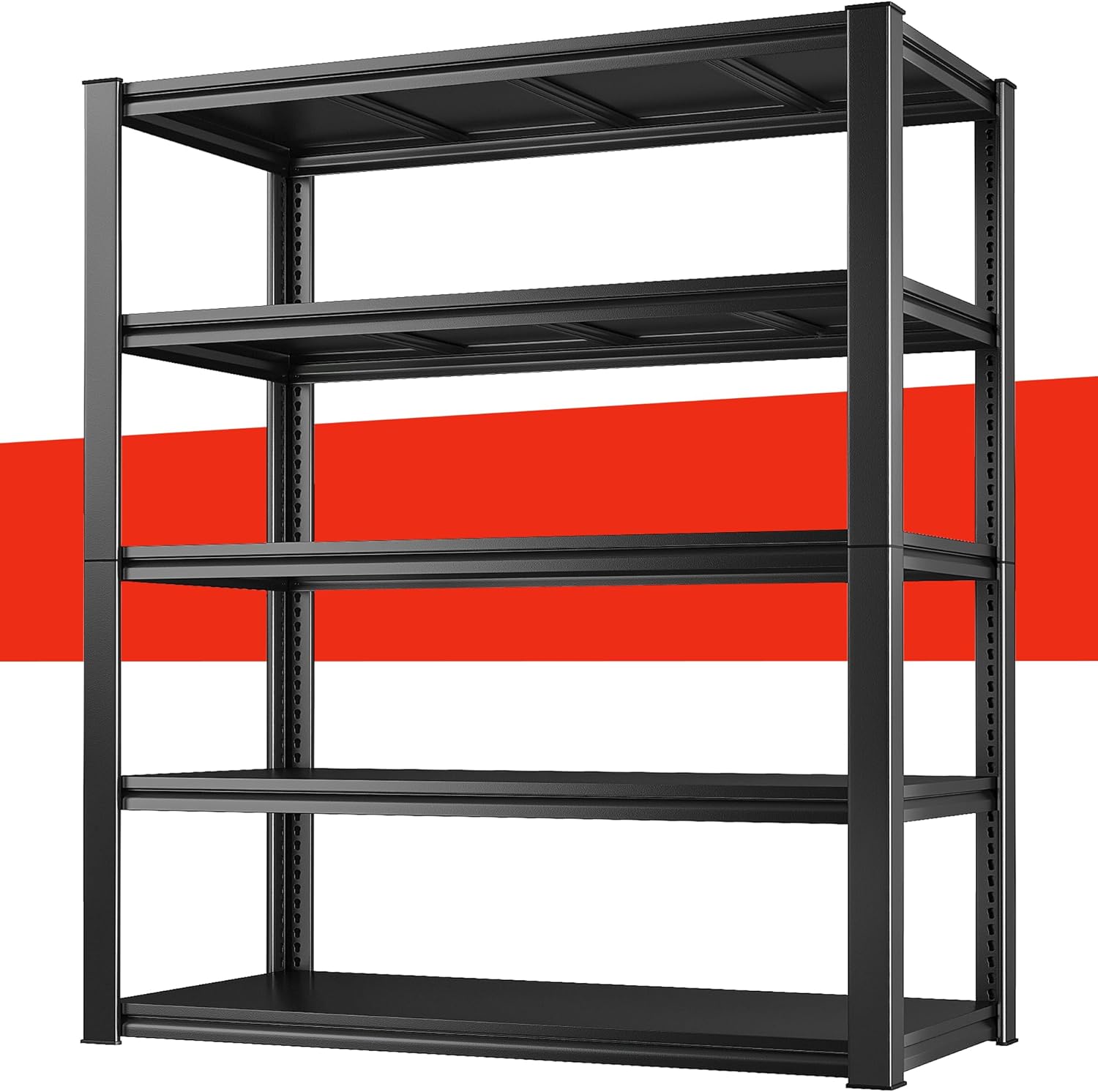 Raybee Garage Shelving Heavy Duty Storage Shelves 2000LBS Adjustable Garage Storage Shelves 5 Tier Metal Shelving Unit for Garage Heavy Duty Shelving Basement Storage Rack, 32W x 16.5D x 63H, Black