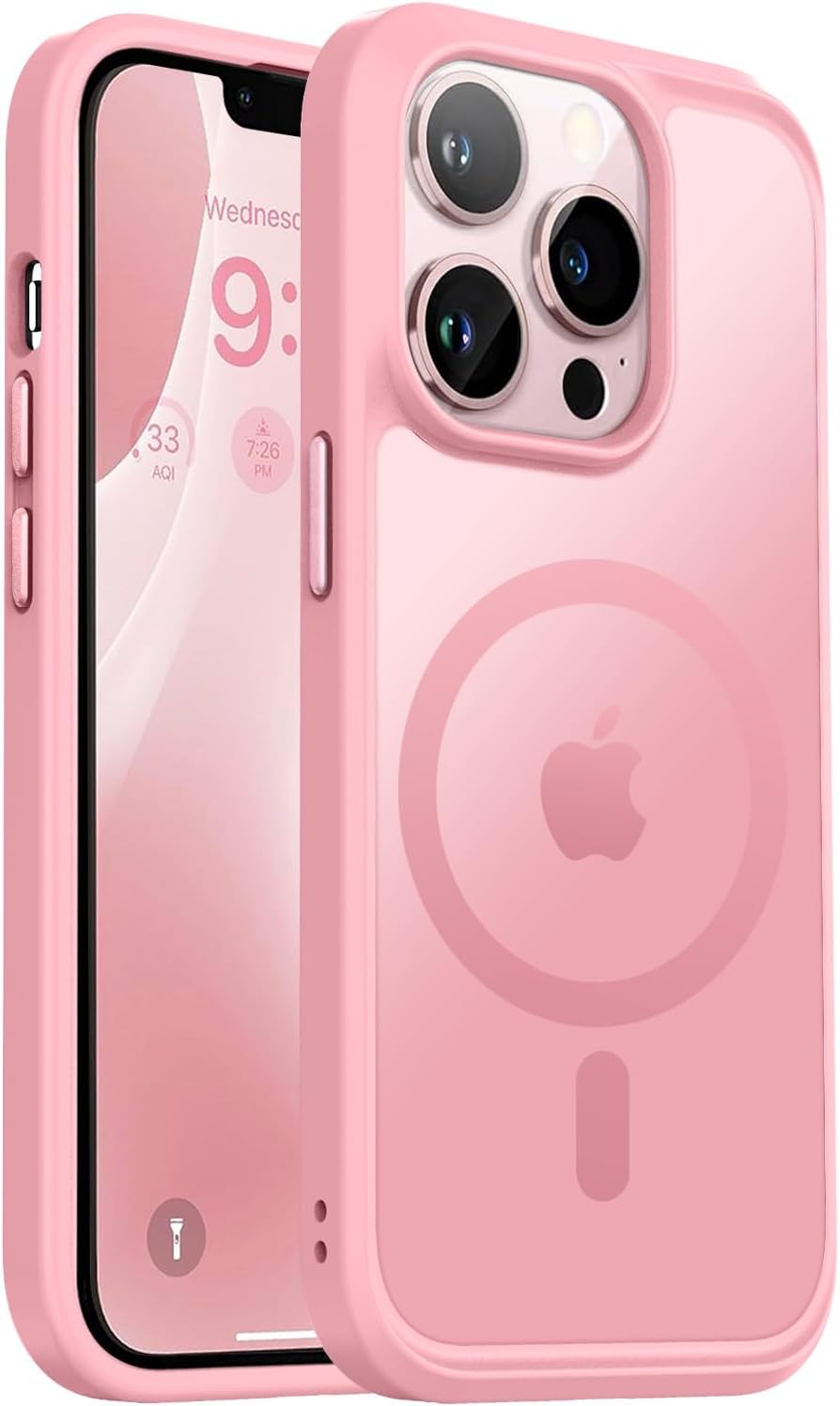 Vooii for iPhone 13 Pro Phone Case, iPhone 13 Pro Magnetic Case [Compatible with Magsafe] Translucent Matte Shockproof Women Men Girl Protective Case Cover for iPhone 13 Pro (ONLY) 6.1, Pink