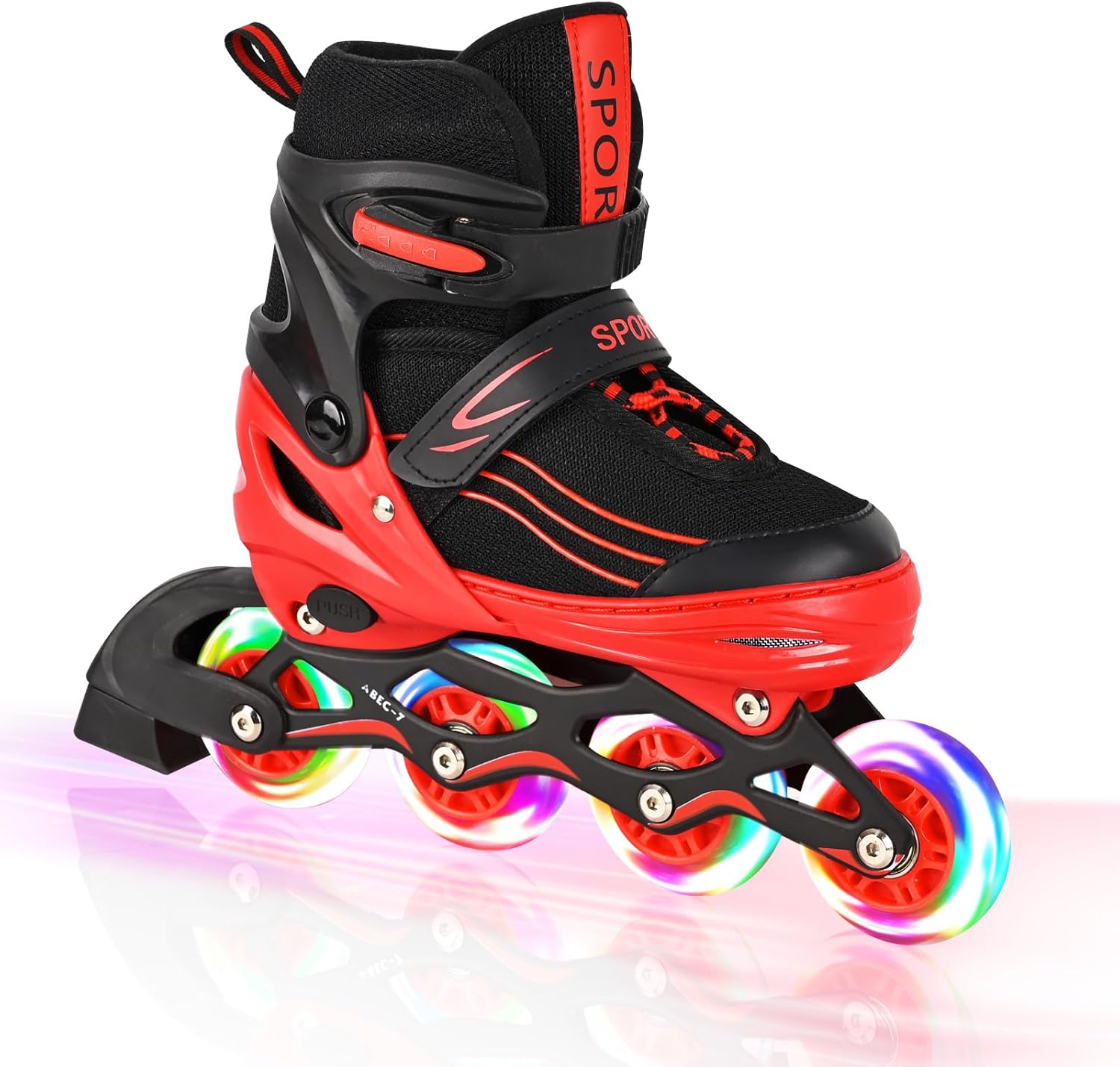 Adjustable Kids Inline Skates Girls Boys, Purple&Black All Wheels Light up Kids Skates for Beginner Outdoor and Indoor