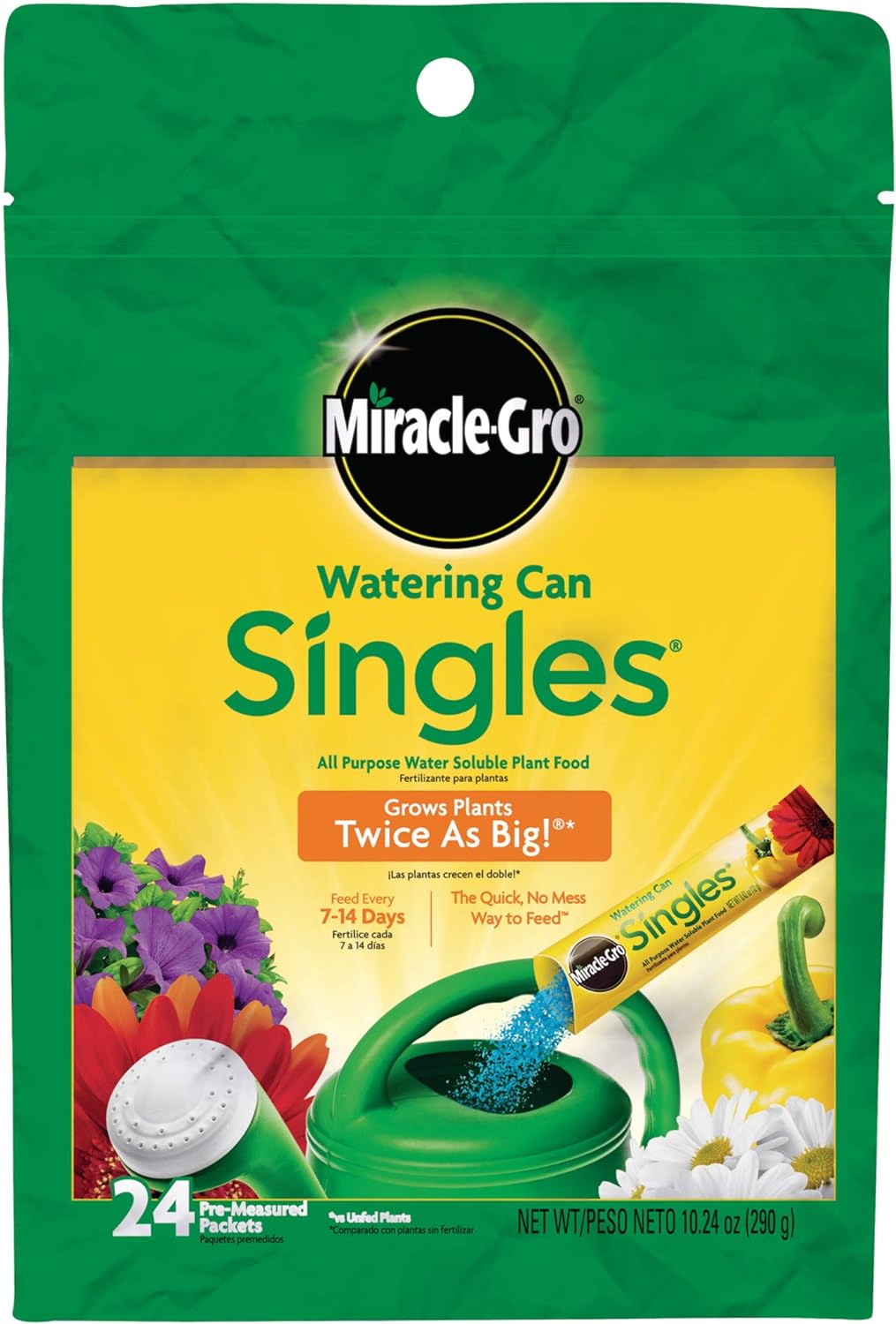 Miracle-Gro Watering Can Singles All Purpose Water Soluble Plant Food, Includes 24 Pre-Measured Packets