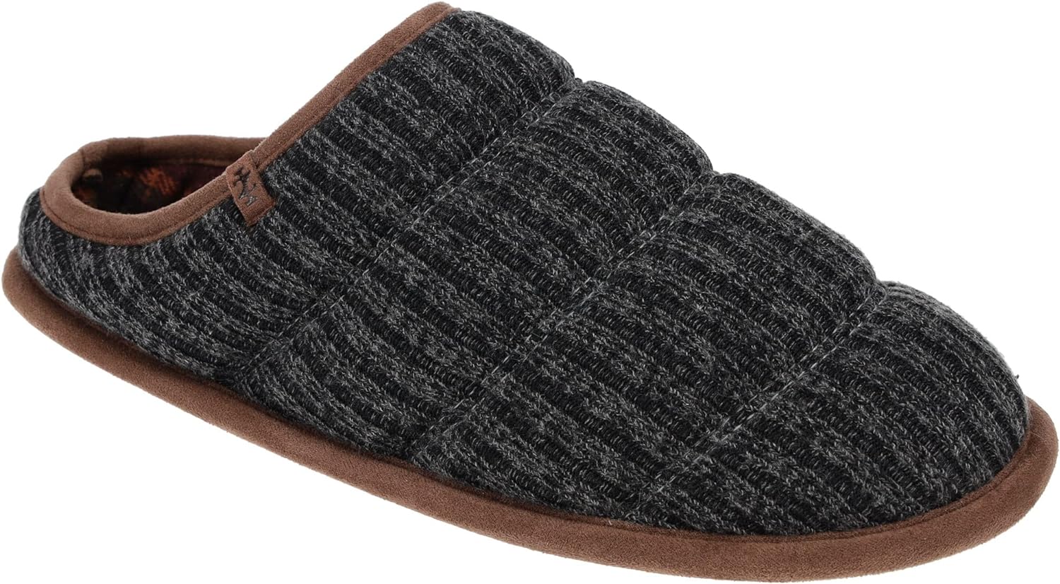 IZOD Mens Clog Slipper with Plaid Lining, Black and Navy, Size Medium to XXL (Mens 8-9 to 13)