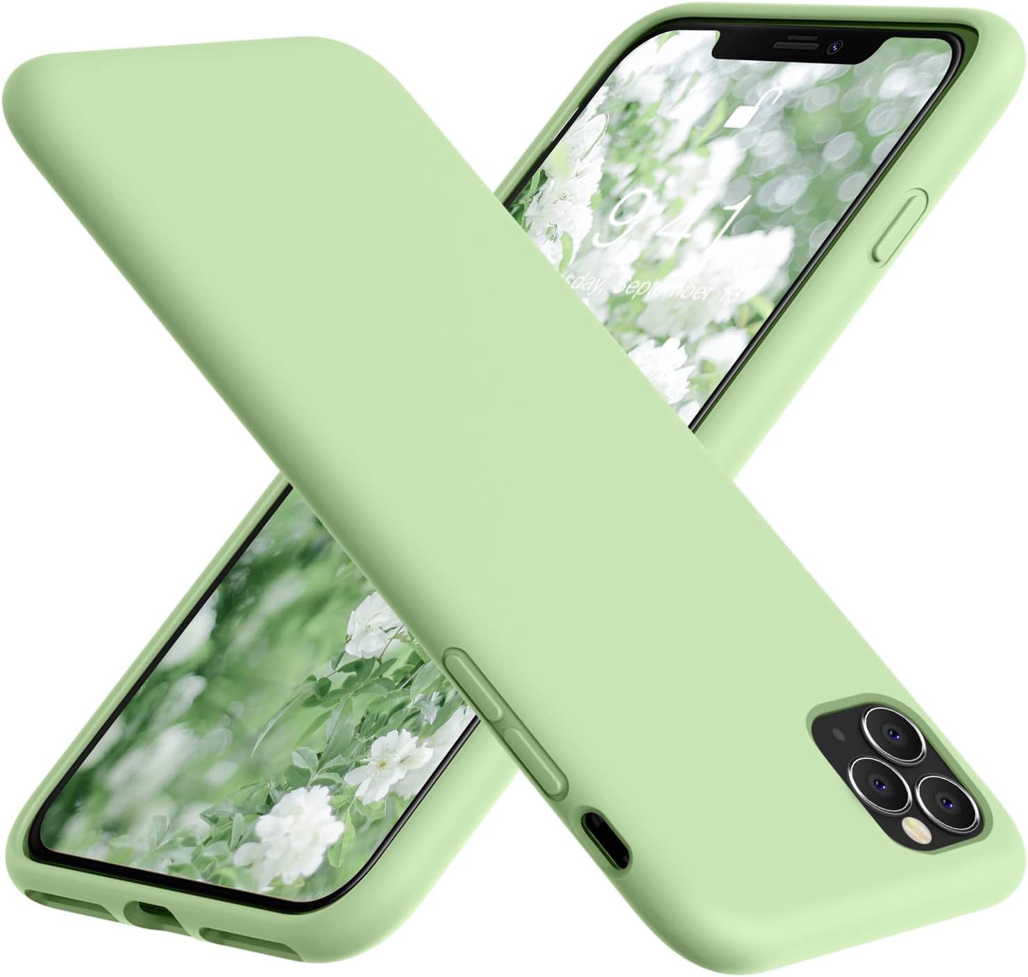 Vooii for iPhone 11 Pro Case, Soft Liquid Silicone Slim Rubber Full Body Protective iPhone 11 Pro Case Cover (with Soft Microfiber Lining) Design for iPhone 11 Pro - Matcha