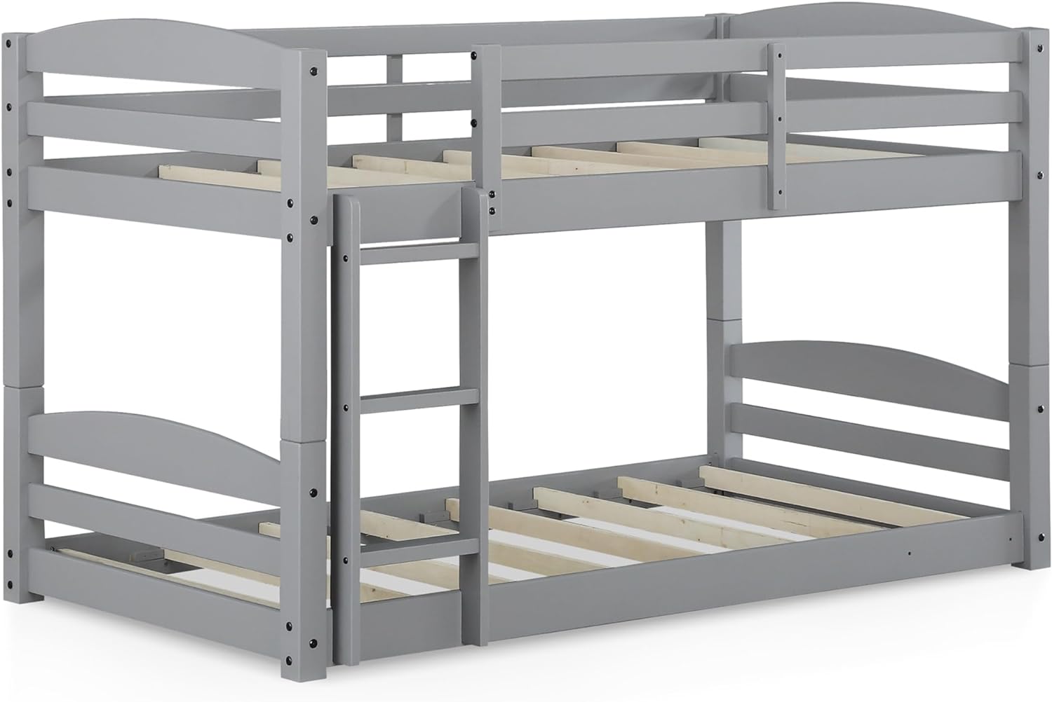 DHP+Phoenix+Convertible+Low+Wood+Floor+Bunk+Bed%2c+Stackable+and+Detachable+Bed+Frames+for+Kids%2c+Solid+Wood%2c+with+Ladder%2c+High+Guardrail%2c+Wood+Slats%2c+No+Boxspring+Required%2c+Twin-Over-Twin%2c+Gray