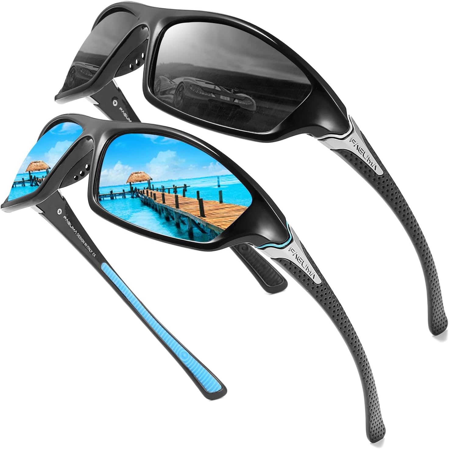 FAGUMA Sports Polarized Sunglasses For Men Cycling Driving Fishing 100% UV Protection