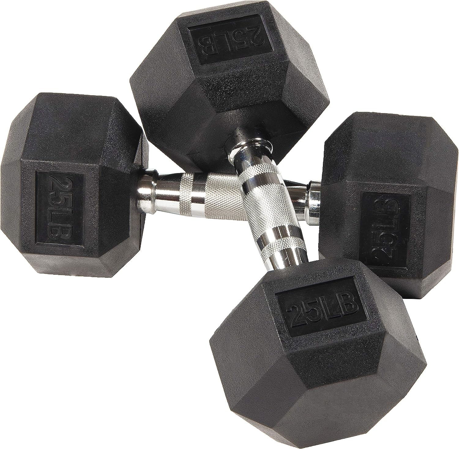 BalanceFrom Rubber Coated Hex Dumbbell Weight Set and Storage Rack, Multiple Packages