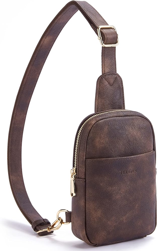 Telena Small Sling Bag for Women Leather Crossbody Fanny Packs Chest Bag for Women