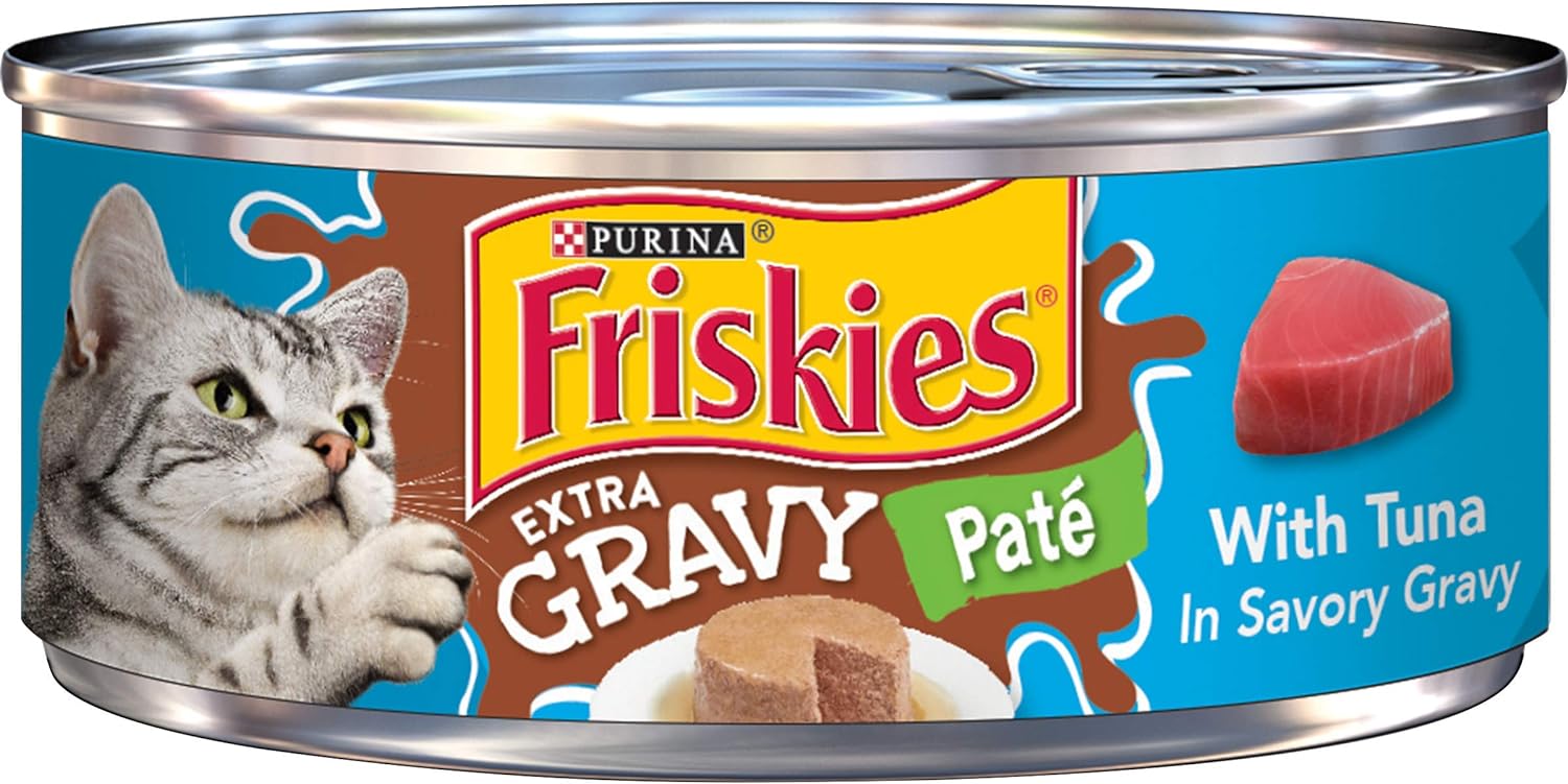 Purina Friskies Wet Cat Food Gravy Pate, Extra Gravy Pate With Tuna in Savory Wet Cat Food Gravy - (Pack of 24) 5.5 oz. Cans