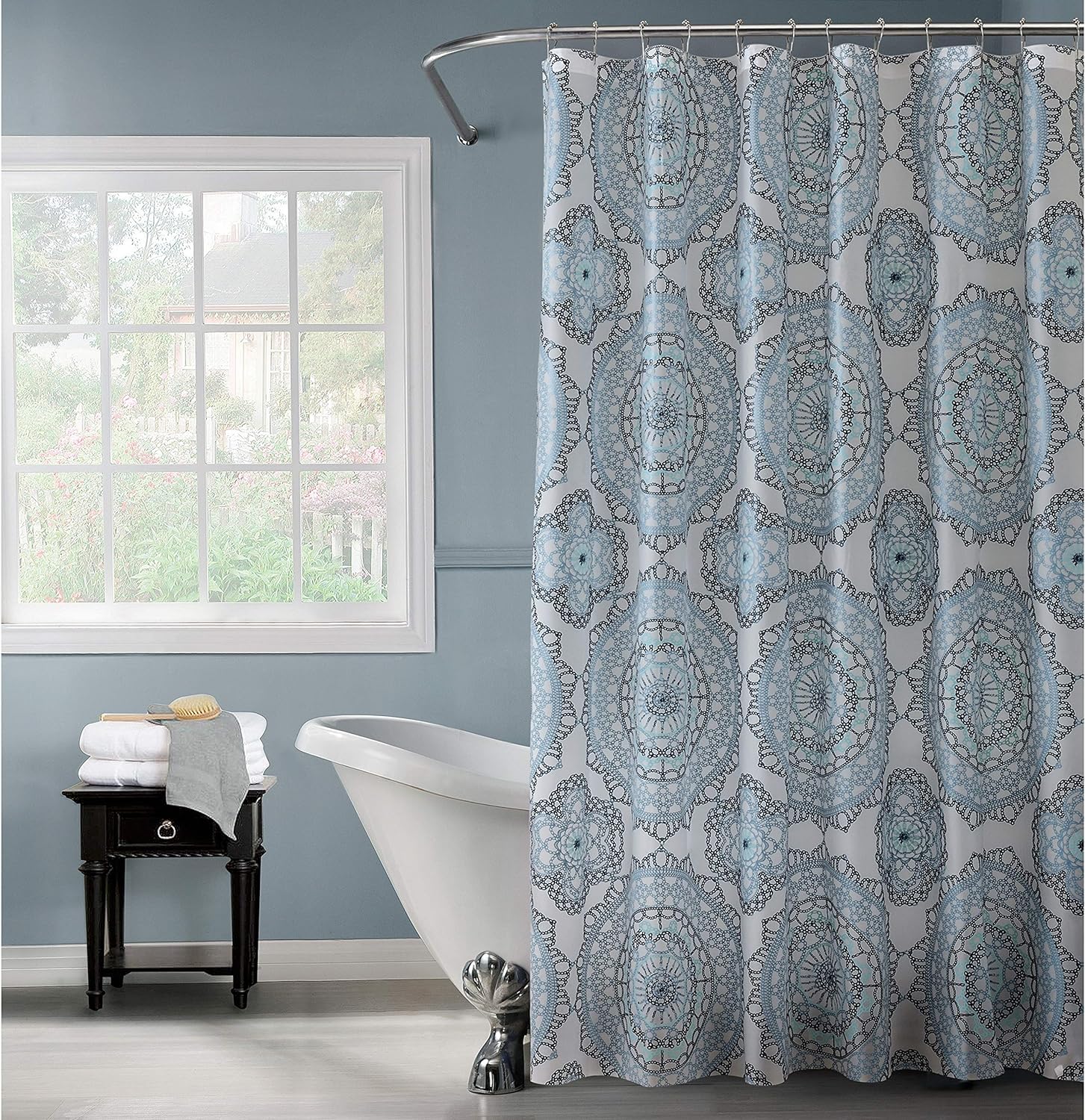 Bath Bliss 70" x 72" PEVA Shower Curtain, 12 Rust Proof Metal Grommets, 100% Waterproof, Odorless, for Bathroom