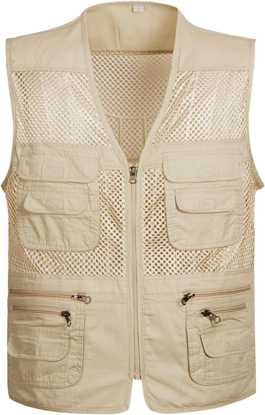 Flygo Men' Summer Mesh Fishing Vest Photography Work Multi-Pockets Outdoors Journalist' Vest Sleeveless Jacket