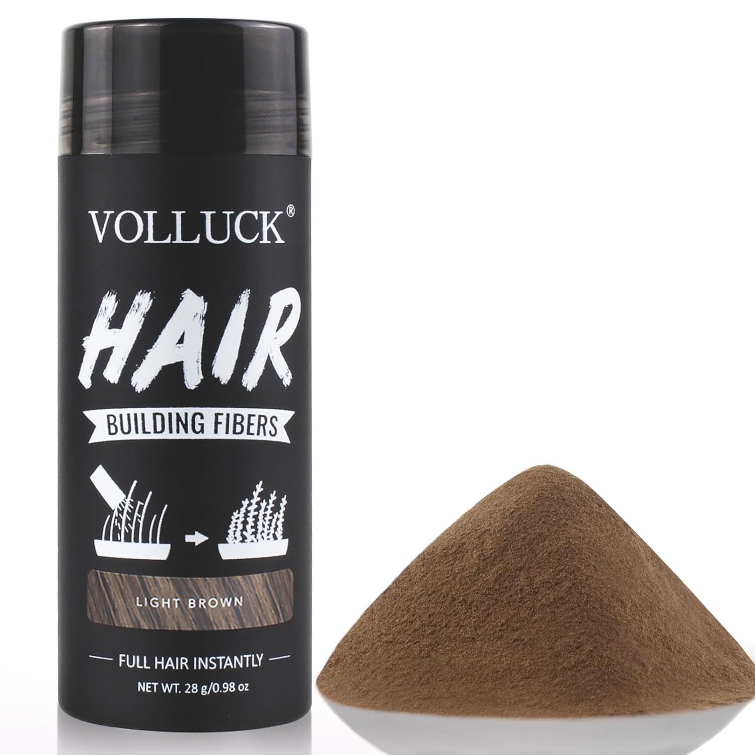 Hair Fibers for Thinning Hair for Women and Men, Hair Color for Gray Hair Coverage Thicker Fuller Hair Loss Instantly Hair Building Fibers Root Touch Up Natural Formula 28g (Light Brown)