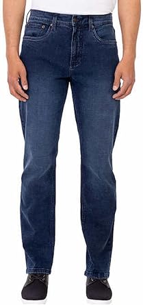 Men's Stretch Relaxed Fit Straight Leg 5 Pocket Jean