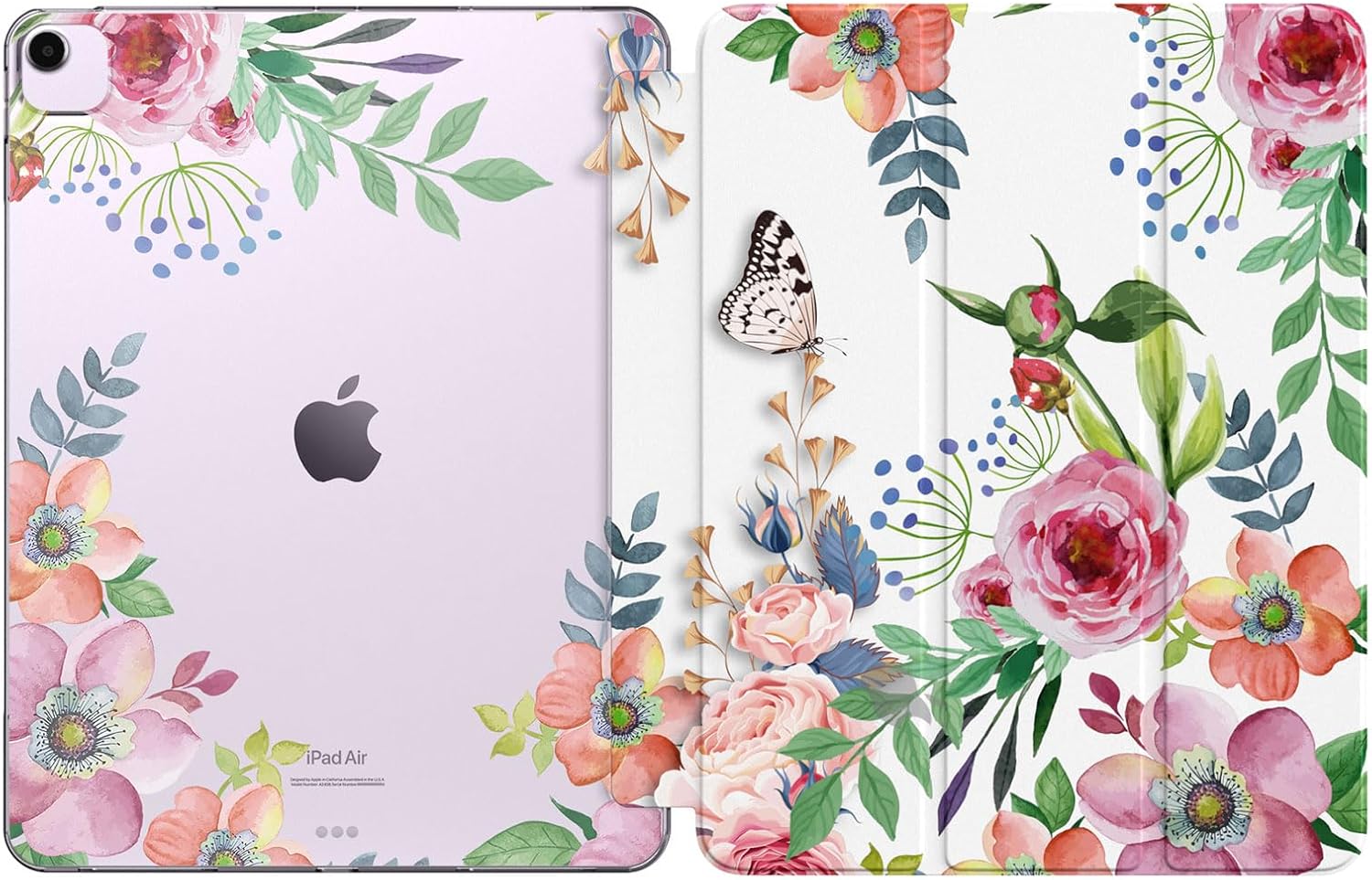 MoKo for iPad Air 13 inch Case M2 2024, iPad Air 13 Case with Soft Translucent Frosted TPU Back Cover, Slim Smart Folio Protective iPad Air 13 Case, iPad Air 13 inch Cover,Fragrant Flowers