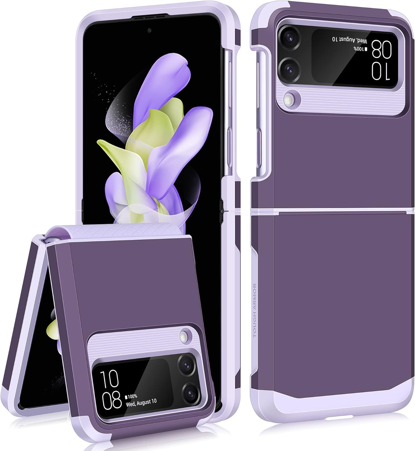 SAMONPOW for Samsung Galaxy Z Flip 4 Case, Z Flip 4 Case with Upgraded Hinge Protection Dual Layer Hard PC Soft TPU Bumper Full Body Shockproof Flip 4 Phone Case for Galaxy Z Flip 4 5G (Purple)