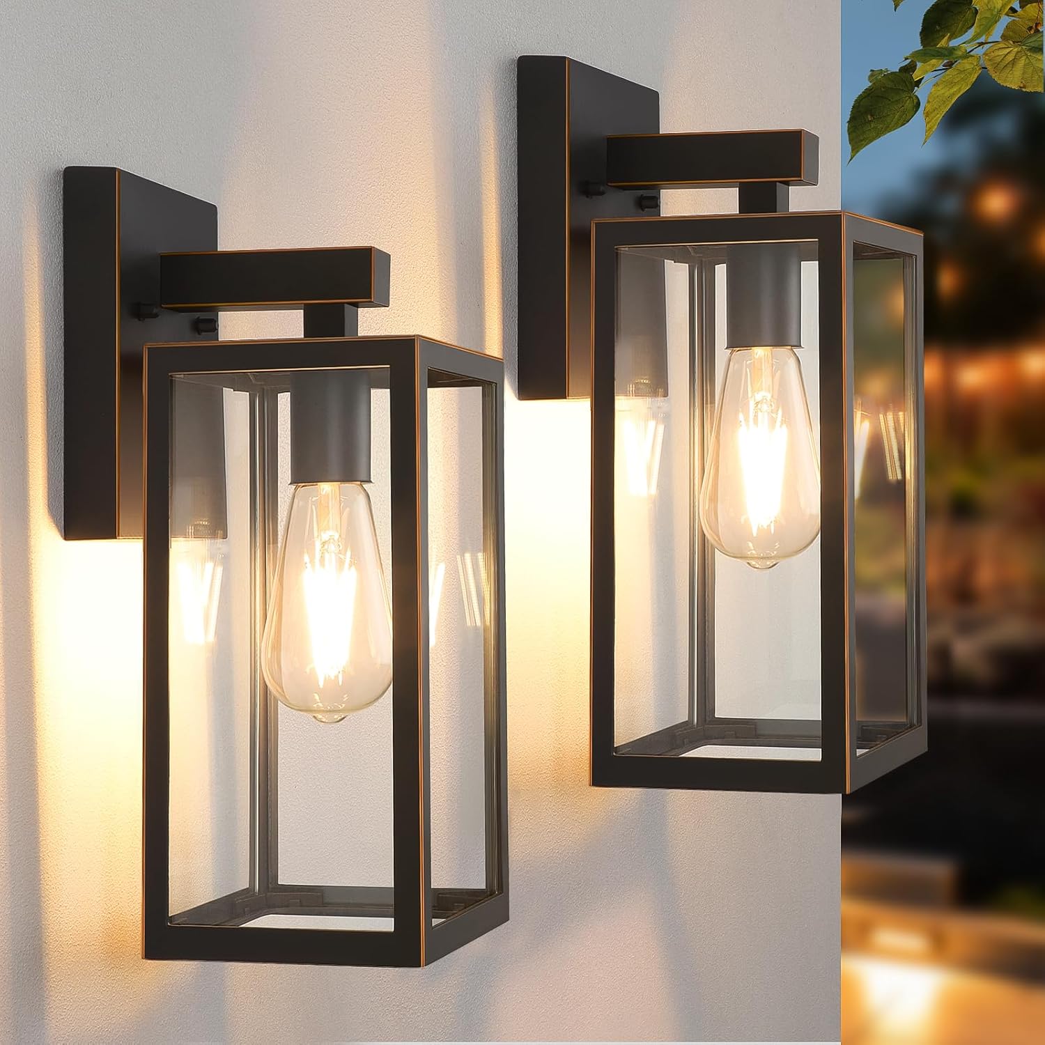 MAXvolador Outdoor Wall Sconce, Exterior Waterproof Wall Lantern, Oil Rubbed Bronze Anti-Rust Wall Mount Lighting Fixture with Toughened Glass, 2 Pack