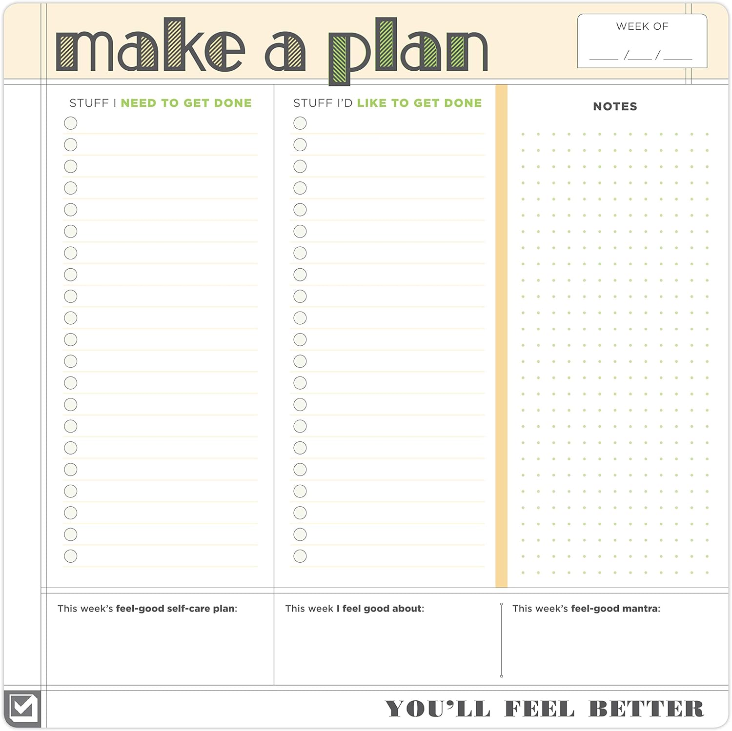 Knock Knock Make a Plan Sticky Paper Mousepad Square, to Do List Sticky Note Paper Mousepad (Make a Plan, Sticky Pad, 8.5 x 8.5-inches)