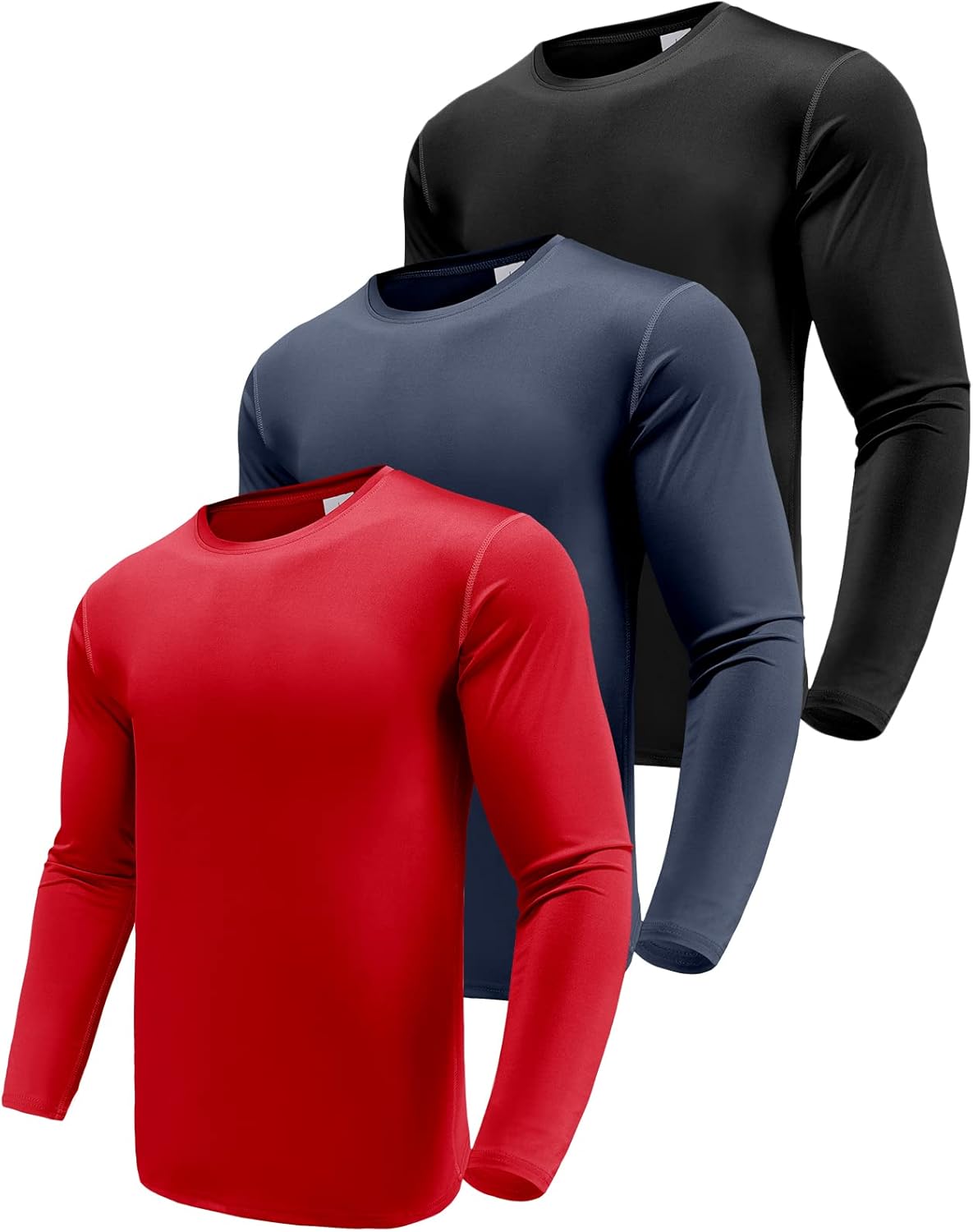 Men' 1 or 3 Pack Performance Long Sleeve T-Shirts, UPF 50+ Sun Protection Shirts, Athletic Gym Workout Shirts for Running